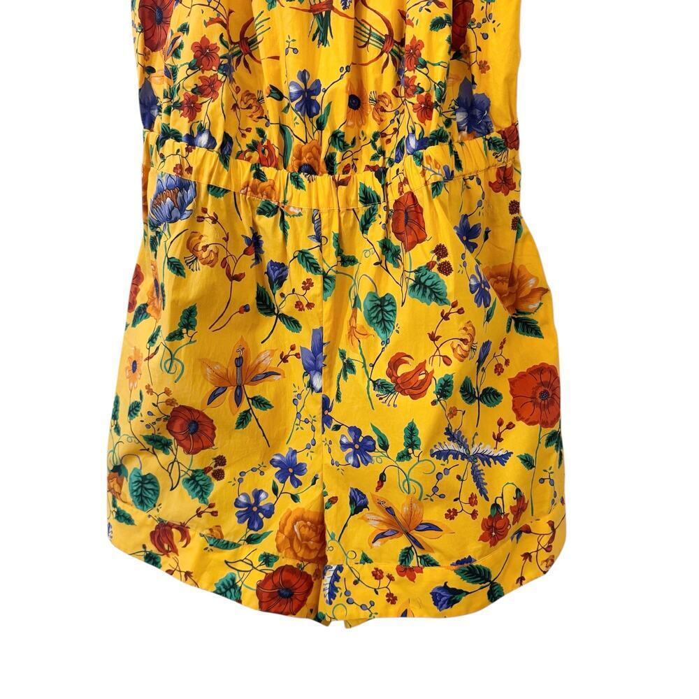 NWT Cara Cara Columba Floral Print Cotton Poplin Playsuit Jumper Yellow Sz XL - Picture 7 of 12